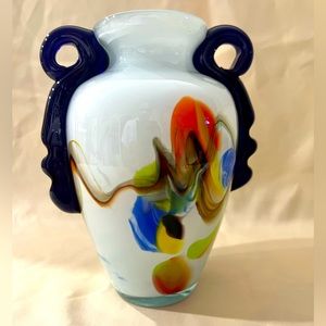 Contemporary Glass Vase with handles. Excellent condition.